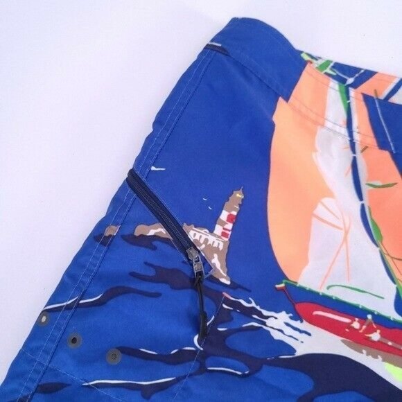 RLX Ralph Lauren Mens Swim Trunks Board Shorts Size 38 Sail Boats - Picture 3 of 7